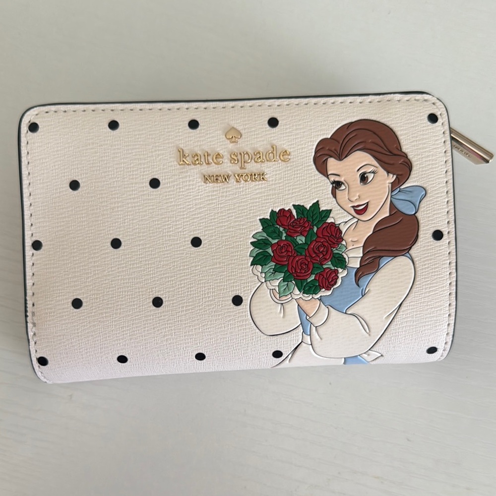 Kate Spade Disney Beauty and the Beast  Black and White Polka Dot Wallet